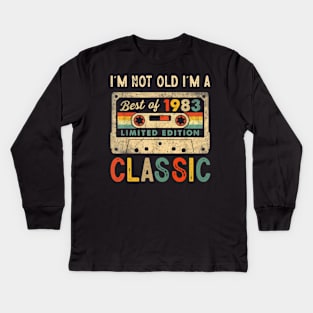 40 Birthday Decorations Men Best of 1983 BDay 40th Birthday Kids Long Sleeve T-Shirt